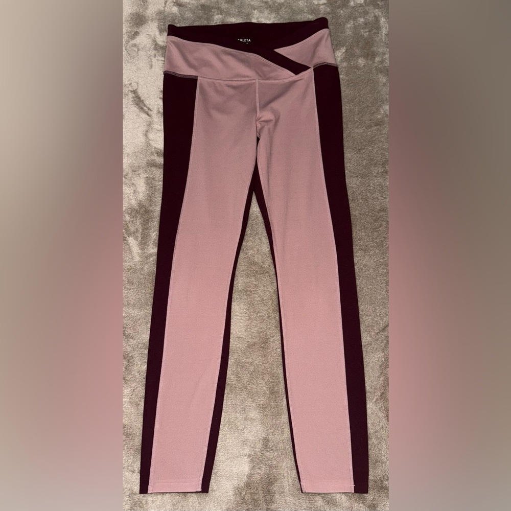 ATHLETA Chroma Colorblock Legging 7/8 in Pink & Maroon Size Small